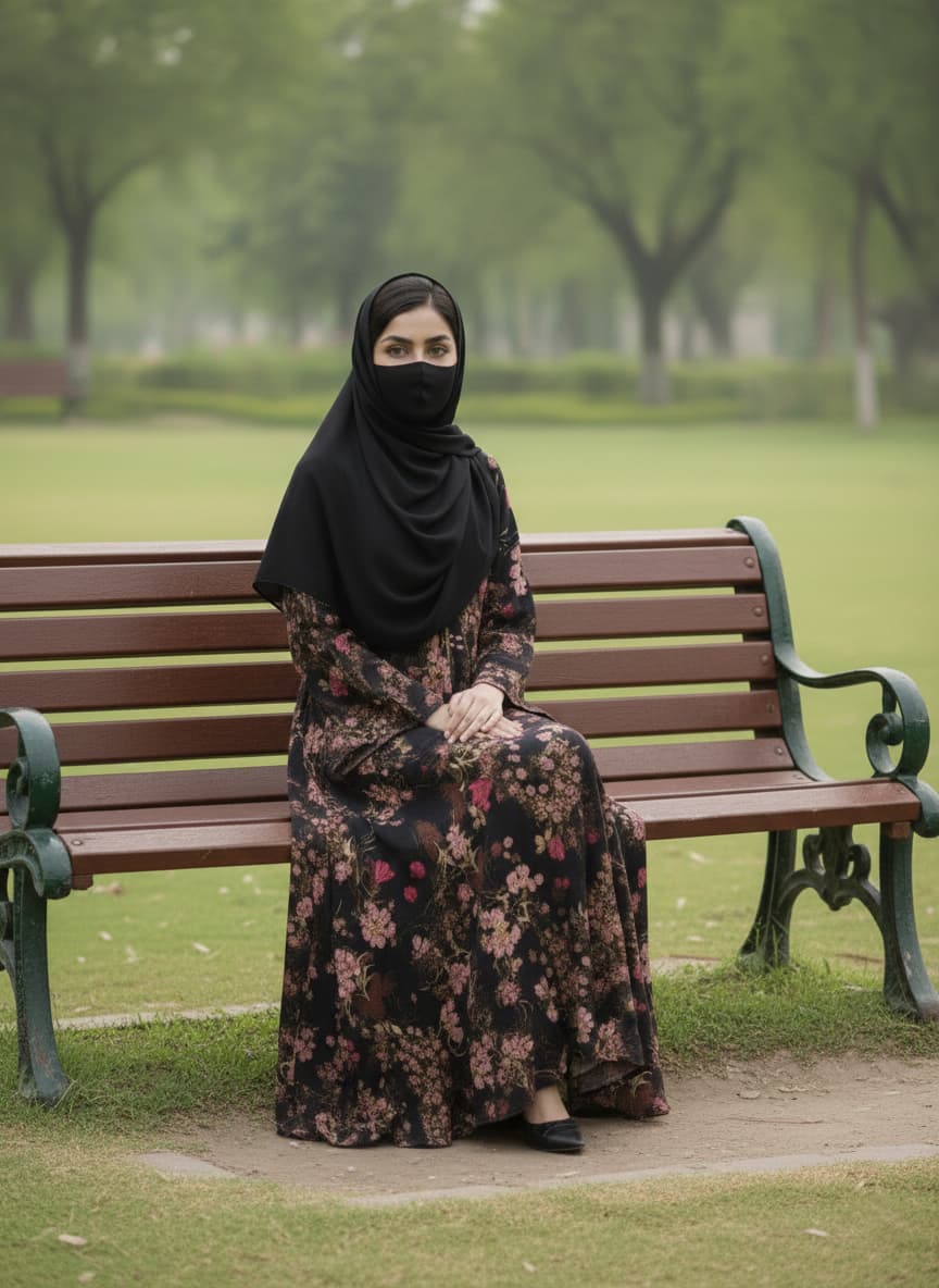 Elegant Black Floral Printed Abaya