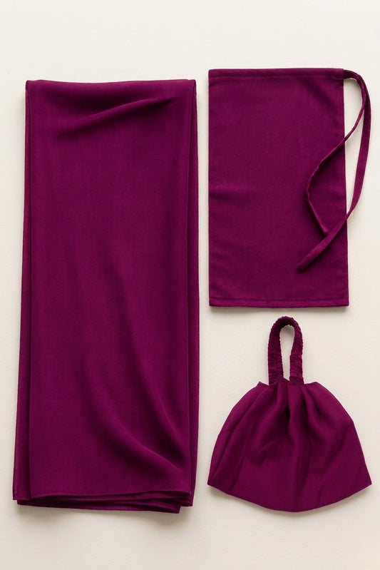 Premium 3-Piece Magenta-Purple Hijab Set