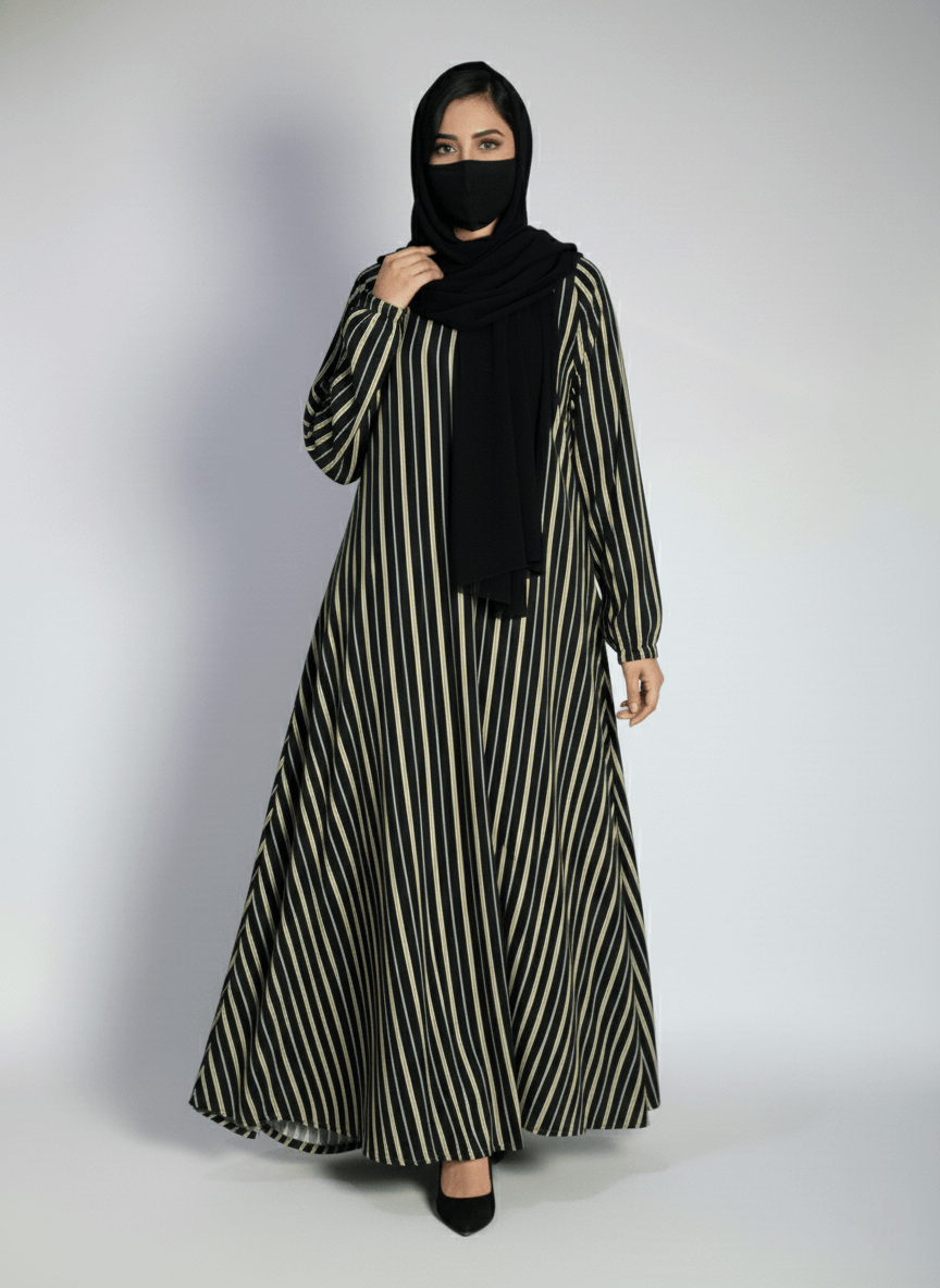 Midnight Gilded Stripe Abaya