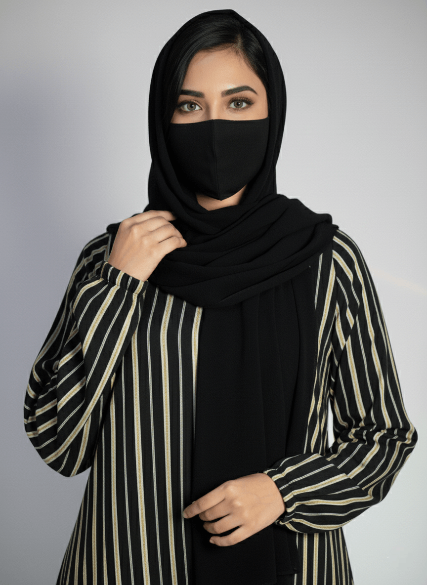 Midnight Gilded Stripe Abaya