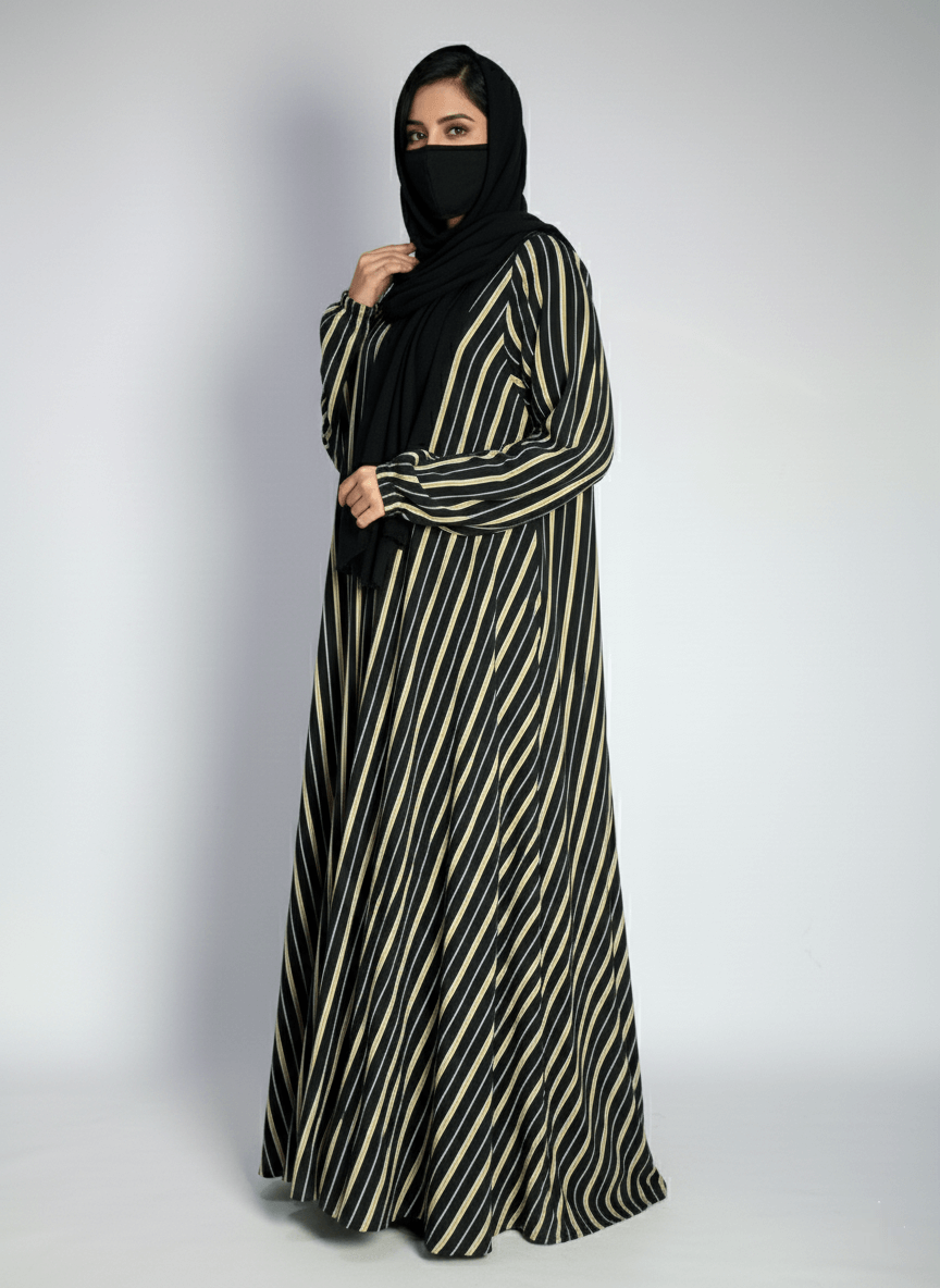 Midnight Gilded Stripe Abaya