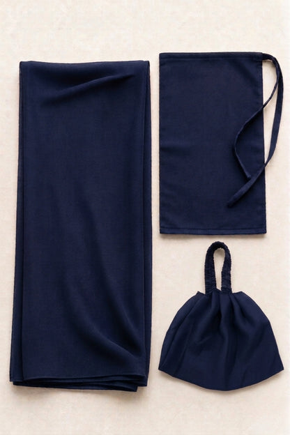 Premium 3-Piece Navy-Blue Hijab Set