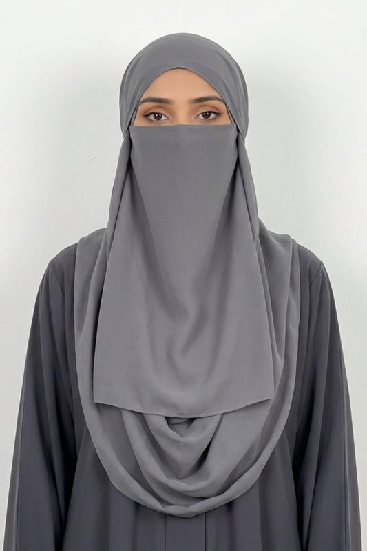 Premium 3-Piece Grey Hijab Set