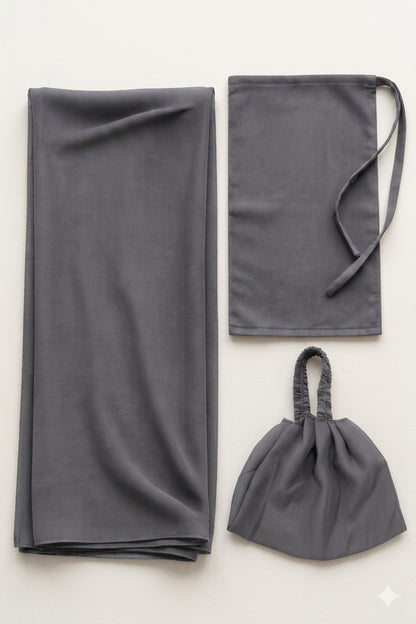 Premium 3-Piece Grey Hijab Set