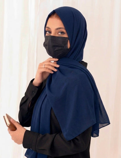 Navy Blue Soft Georgette Scarf