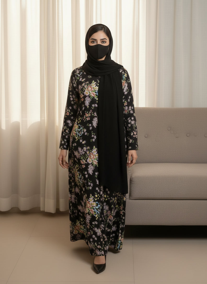 Floral & Ribbon Abaya