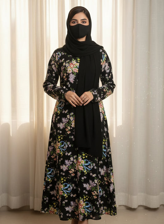 Floral & Ribbon Abaya