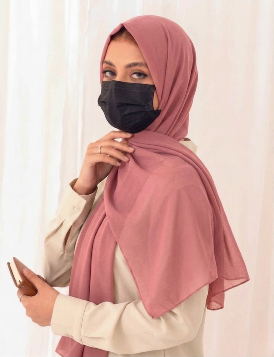 Rose Pink Soft Georgette Scarf