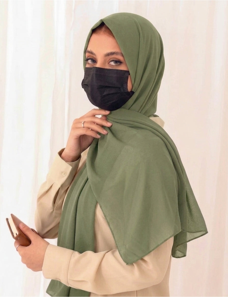 Sage Green Soft Georgette Scarf