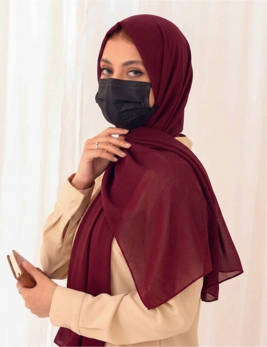 Maroon Soft Georgette Scarf