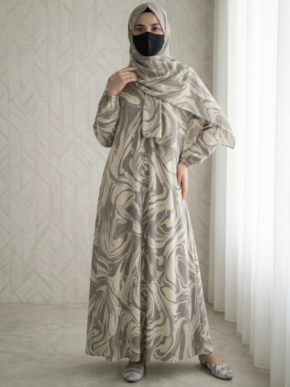 Gray Marbel Abaya
