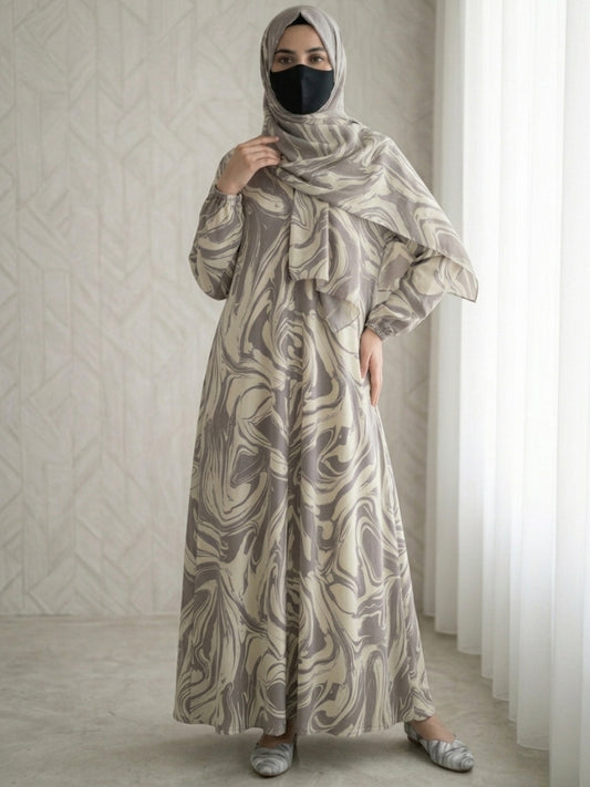Gray Marbel Abaya