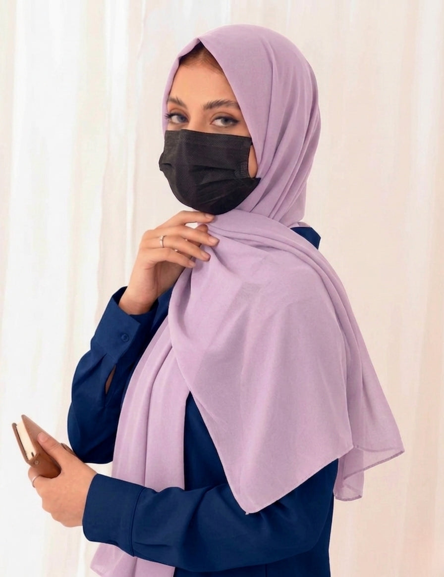 Lilac Pink Soft Georgette Scarf