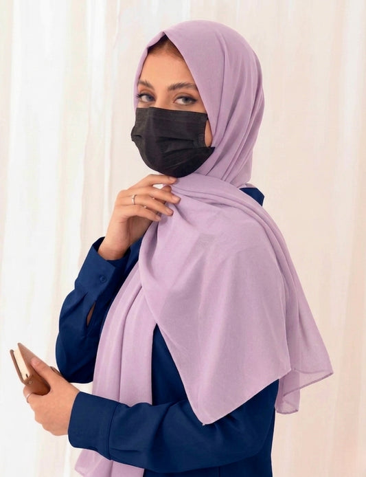 Lilac Pink Soft Georgette Scarf