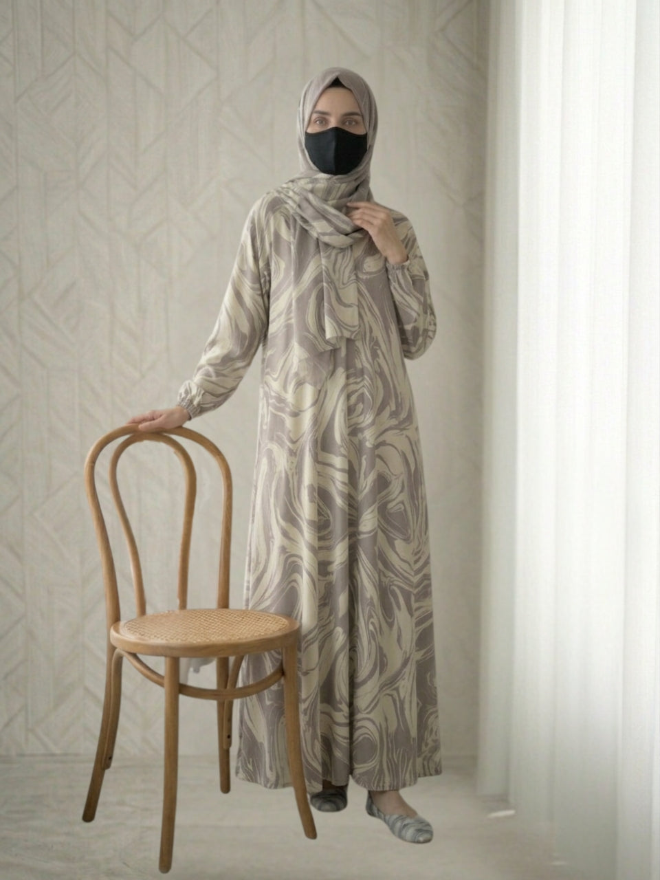 Gray Marbel Abaya
