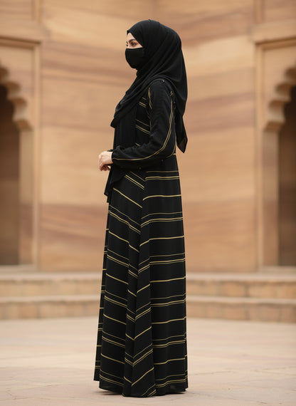 Gold & Black Striped Abaya