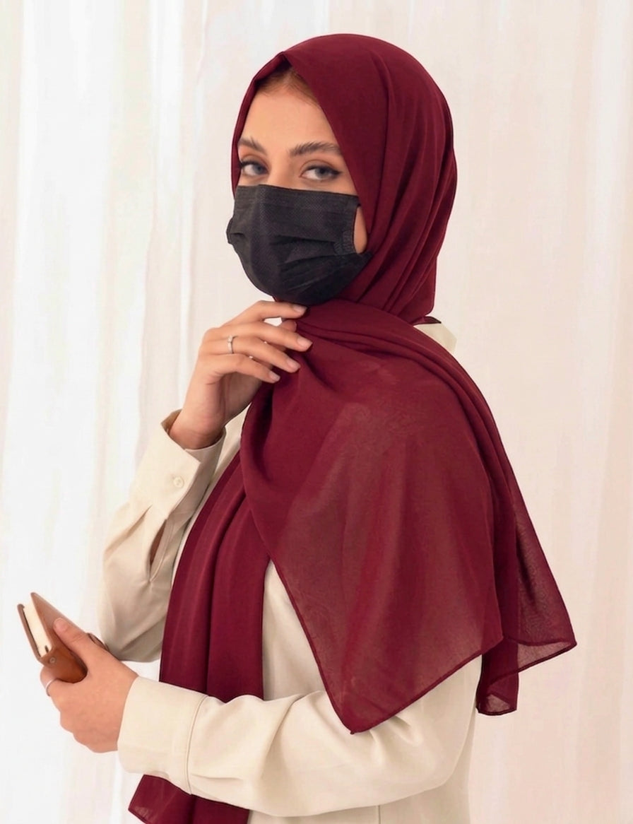 Wine Red Soft Georgette Scarf