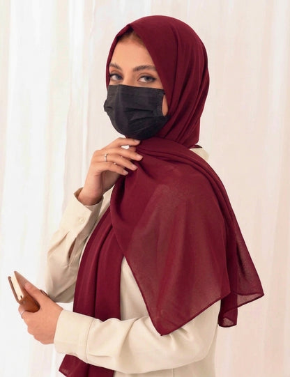 Wine Red Soft Georgette Scarf