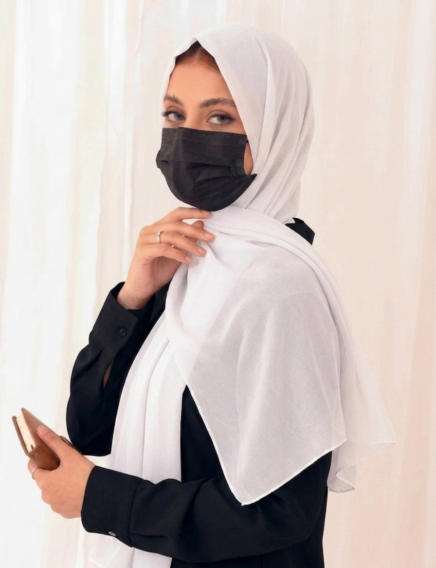 White Soft Georgette Scarf