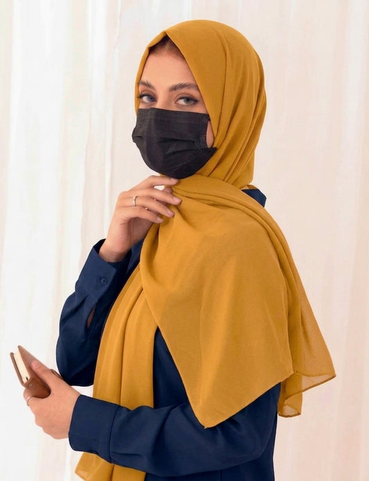 Mustard Yellow Soft Georgette Scarf