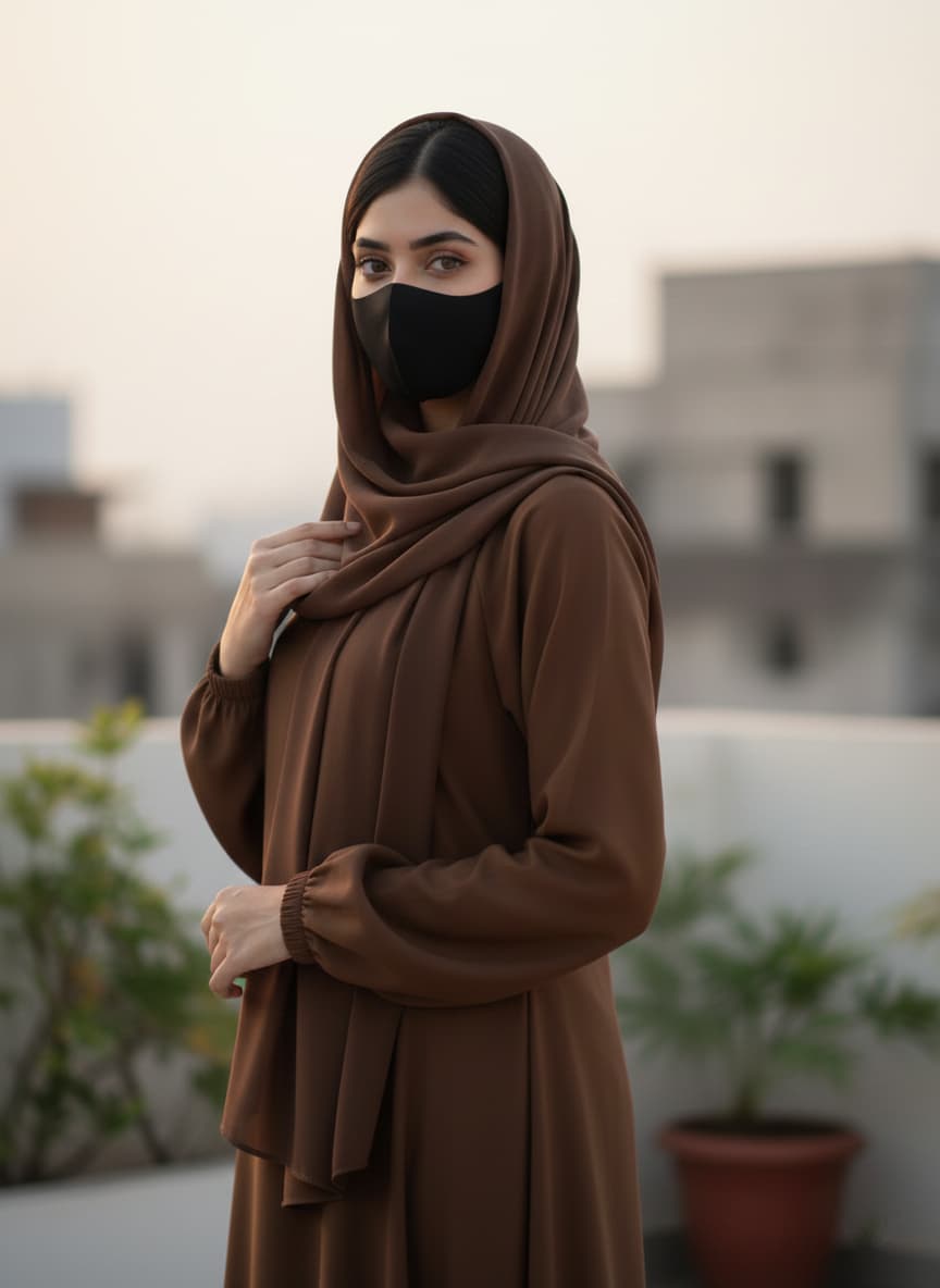 Classic Mocha Brown Abaya with Elastic Cuffs