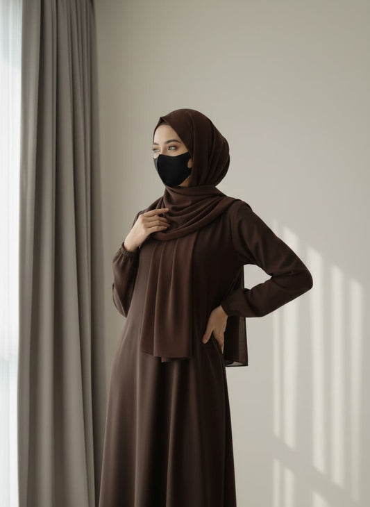 Classic Smooth Chocolate Brown Abaya with Elastic Cuffs