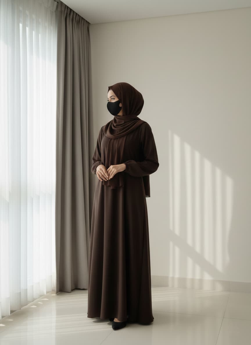 Classic Smooth Chocolate Brown Abaya with Elastic Cuffs